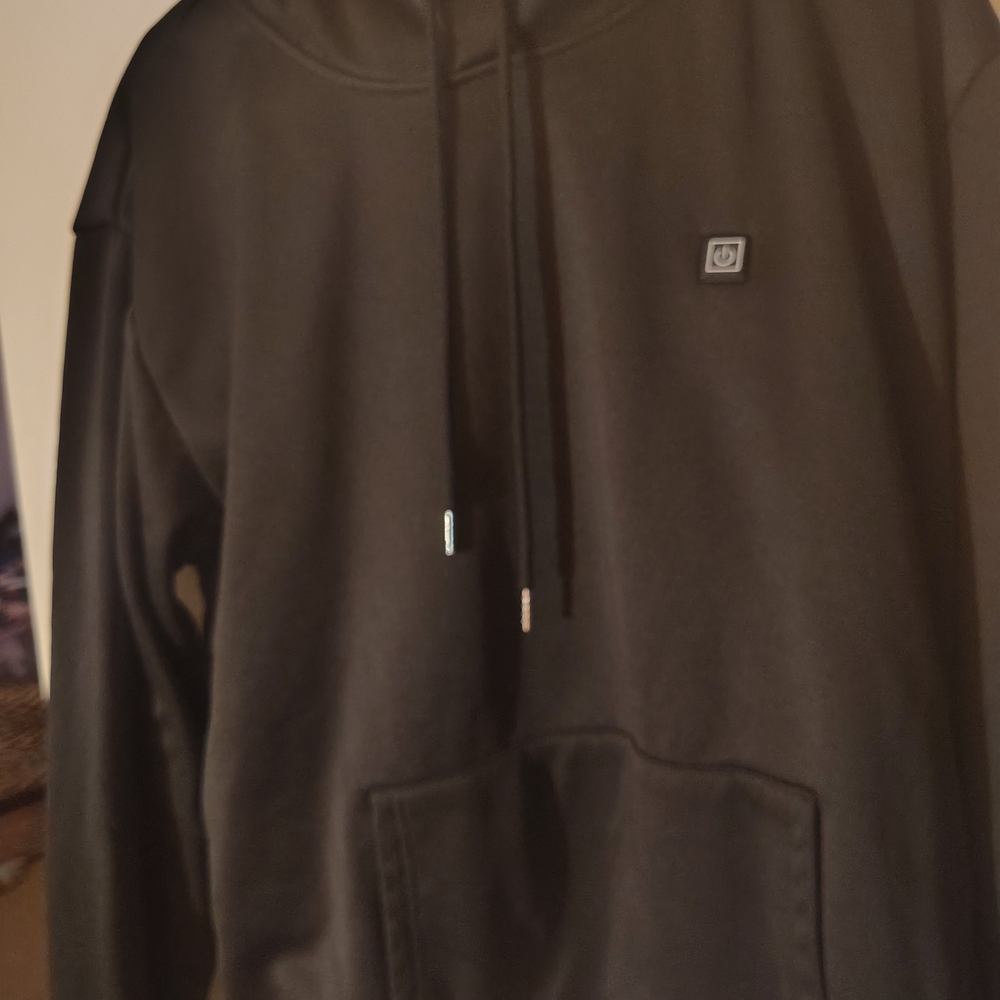 Men's Black Pullover Hoodie with Minimal Square Logo